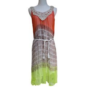 BOEMO Midi Dress Sz Small Multicolor Sleeveless Boho Chic Summer Sundress NWT